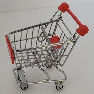 Mini Shopping Cart Toy with Red Accents